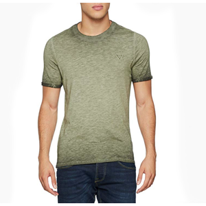 Guess pánské zelené žíhané tričko Thomas - L (F8R8)